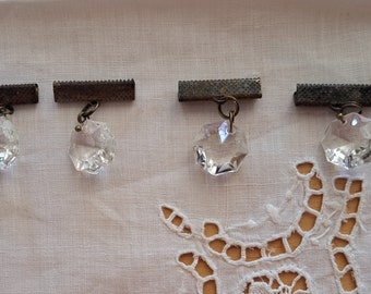 Rusted Ribbon Crimp with Crystal Charms, Junk Journal Embellishments