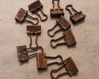 Rusted Mini Binder Clips, Set of 10, Junk Journal Embellishments