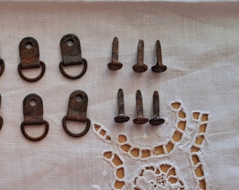 Rusted D Ring Fasteners with Brads, Junk Journal Embellishments (Set of 6)
