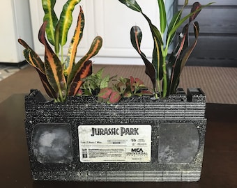 Recycled VHS tape indoor planter plant holder succulent foliage vhs