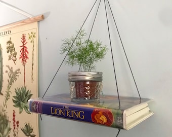 Upcycled Disney VHS Rope Shelf, Retro Room Decor, Trinket Shelf