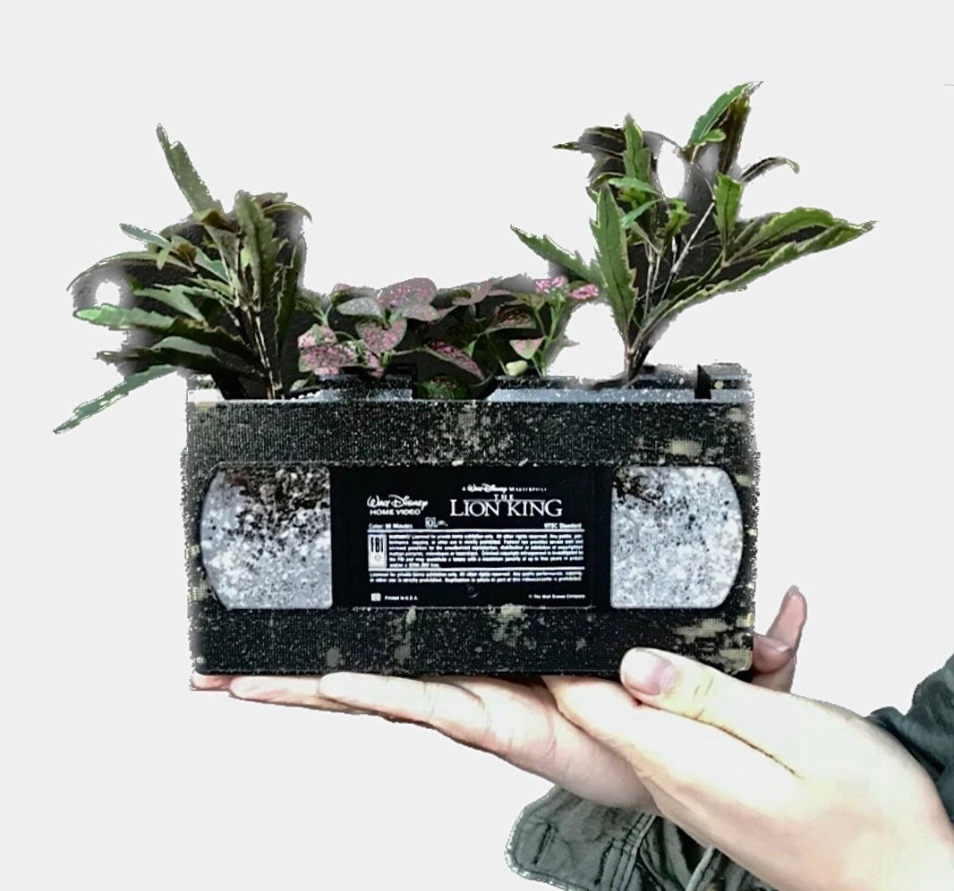 Upcycled Disney VHS Tape Planter, Recycled Lion King Decor
