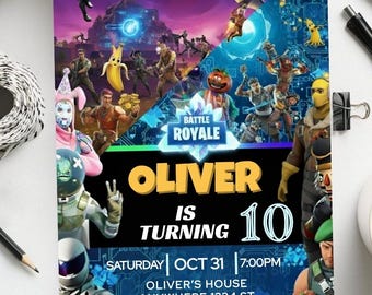 Gamer Birthday Invitation: Battle Royale Theme, Editable Canva Template (Digital)