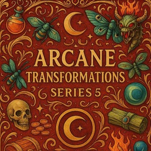 Juego de cartas Transformaciones Arcanas: Serie 5, Tarjetas para colorear imprimibles (PDF)