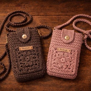 Crochet Phone Bag with Pocket Pattern – Crossbody Phone Pouch PDF | Granny Stitch Phone Case | Instant Digital Download