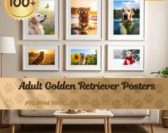 Golden retriever-fotografieafdrukken: woondecoratiekunstbundel (digitale download)