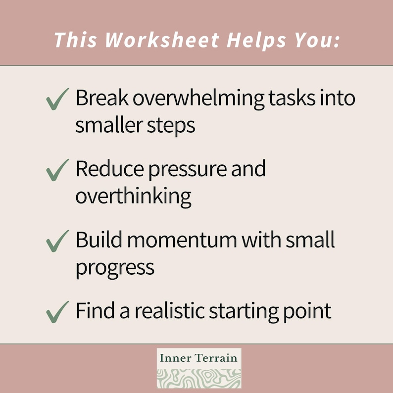 Starting Task Task Simplification Worksheet | Break Down Overwhelming Tasks & Find a ...