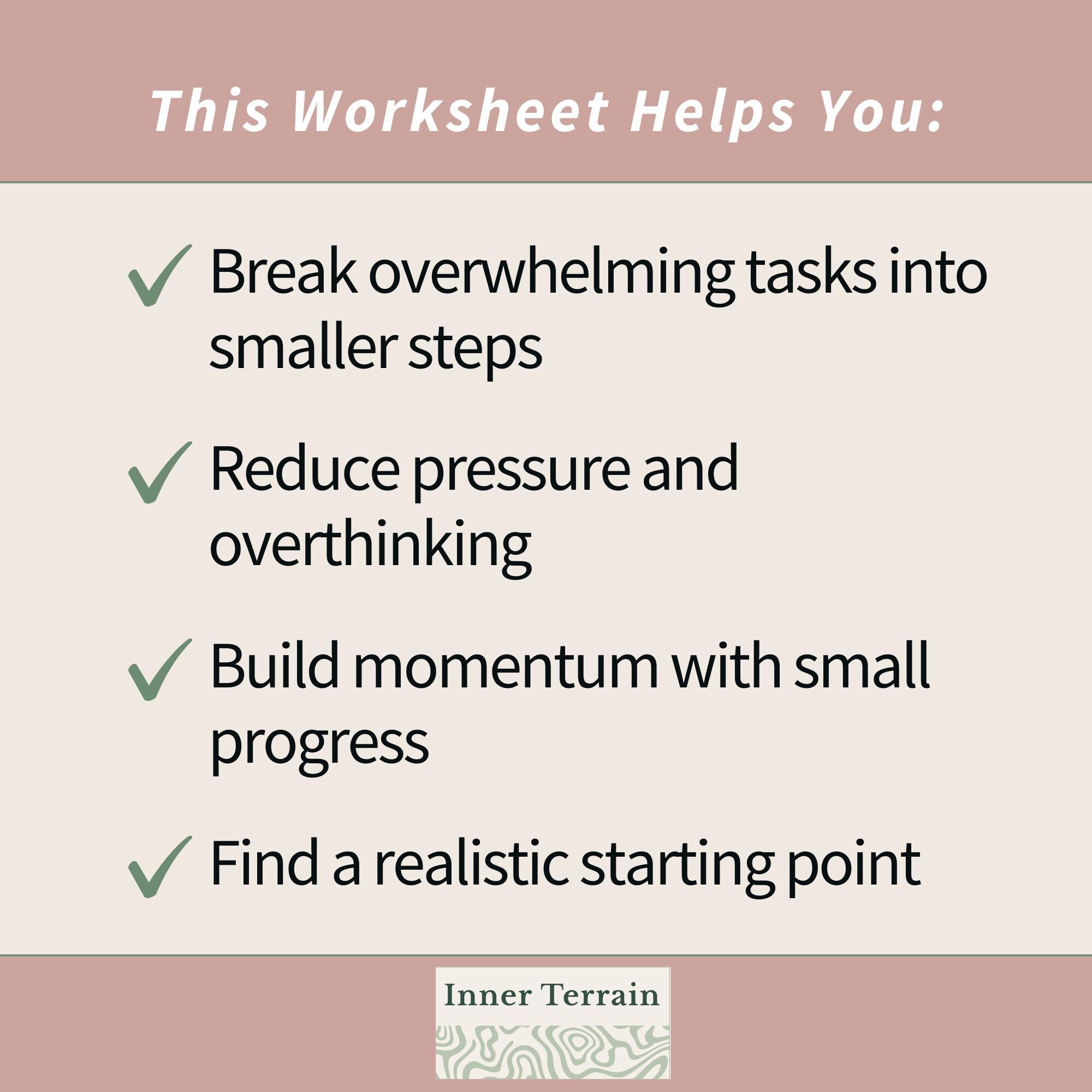 Task Simplification Worksheet | Break Down Overwhelming Tasks & Find a ...