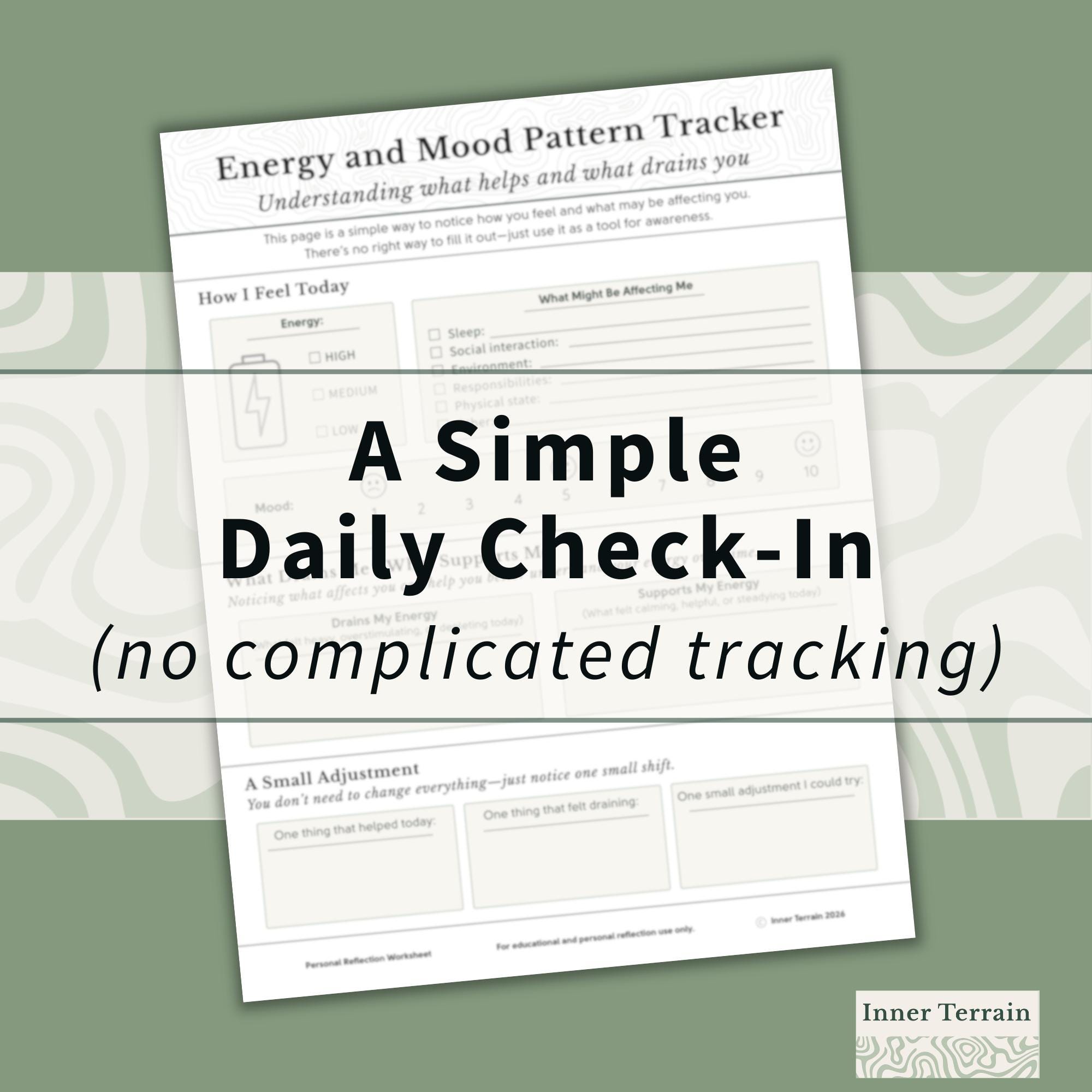 Energy & Mood Tracker Printable | Daily Pattern Tracker for Overwhelm ...