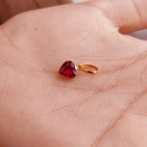 18k Gold Natural Ruby Charm: Handmade Heart Pendant
