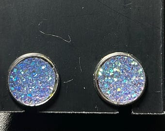 Light purple-blue (periwinkle) druzy earrings
