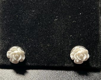 White rose earrings