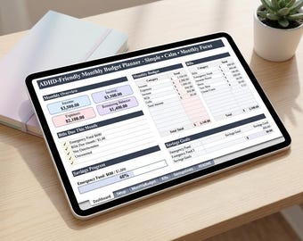 ADHD-Friendly Budget & Expense Tracker: Simple Monthly Planner (Digital Download