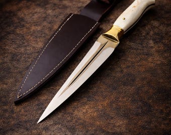 Handmade Hunting Knife 4116 Stainless Steel, Deer Antler Handle, Full Tang Outdoor Knife with Leather Sheath