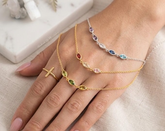 Custom Birthstone Jewelry Bracelet – Dainty Leaf Design – Mothers Day Gift, Birthday Gift for Her