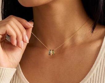 Custom Birthstone Jewelry for Mom, Minimalist Circle Necklace, Personalized Stackable Necklace, Birthday Gift Her