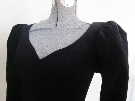 LAURA ASHLEY vintage dress, black velvet, striped