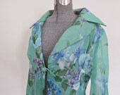 1970s boho evening coat PLUS size  floral coat,  semi sheer long coat, festival wear, hippie costume, party coat