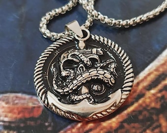 Colgante de ancla y pulpo - Lectura de la mente - Poder psíquico - Acero inoxidable