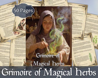Grimoire of Magical Herbs | Digital Green Witch Book of Shadows | Printable Herbal Magic Guide for Verdant Path Witches
