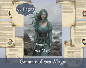 Grimoire of Sea Magic | Digital Book for Ocean Witchcraft & Water Rituals | Printable PDF Book of Shadows Pages for Sea Witches