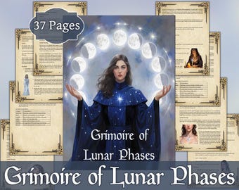 Grimorio de las Fases Lunares / Libro Digital de Magia Lunar / PDF Imprimible para Hechizos, Rituales y Correspondencias / Libro de las Sombras