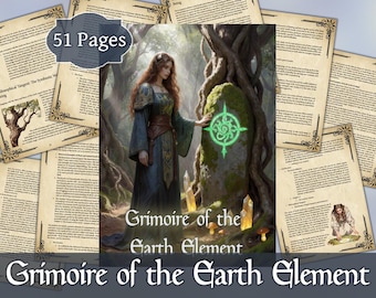 Grimoire of the Earth Element | Digital Earth Magic Book for Witches & Mages | Printable PDF on Geomancy, Crystals, and Grounding Rituals