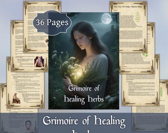 Grimorio delle erbe curative / Libro digitale di erboristeria per streghe verdi / Guida stampabile alla magia delle piante e ai rimedi erboristici sacri