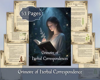Grimoire of Herbal Correspondence | Digital Green Witch Book of Plant Magic | Printable PDF for Your Book of Shadows | Verdant Path Guide