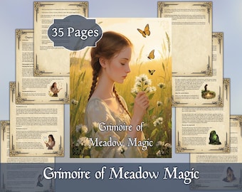 Grimoire of Meadow Magic | Digital Green Witch Book of Plant & Earth Wisdom | Printable PDF for Nature-Based Witchcraft and Rituals
