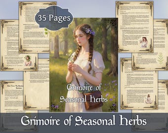 Grimoire of Seasonal Herbs | Digital Herbalism Book of Shadows | Printable Witch's Guide to Plant Magic, Folklore, and Sacred Rituals