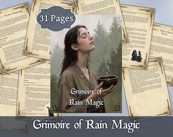 Grimoire of Rain Magic | Digital Grimoire for Water Witchcraft & Weather Magic | Printable Book of Shadows PDF Guide