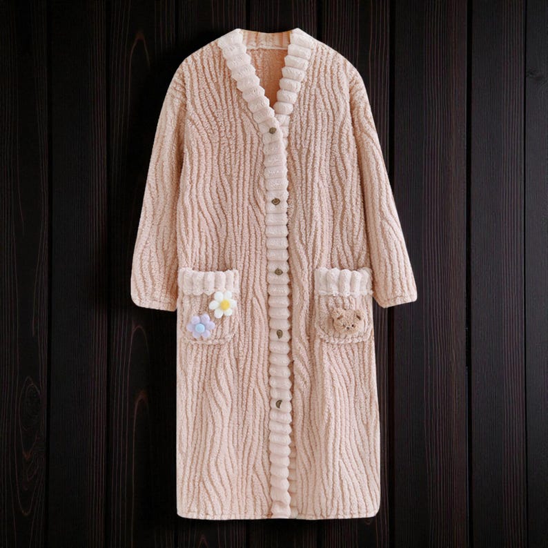 Cute Robe Designs Cute Plush Long Robe for Women – Soft Hooded Winter Bathrobe With ...