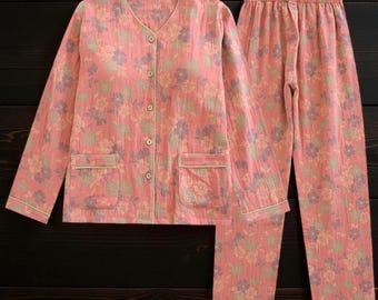 Cotton Floral Pajama Set Women’s Long Sleeve Sleepwear | Lightweight Button Up Loungewear | Spring Mother's Day Gift Idea
