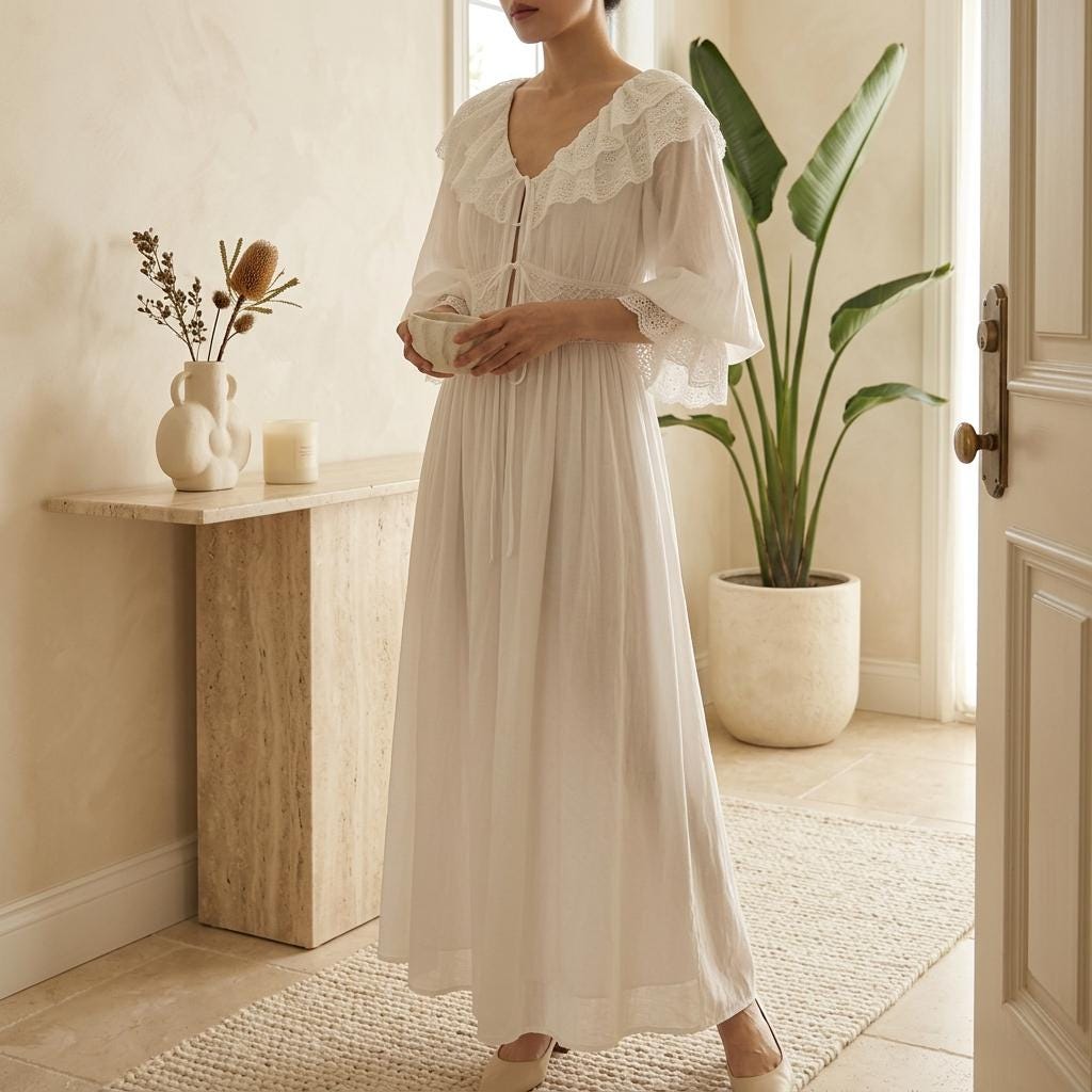 White Empire Waist Long Dress - Etsy