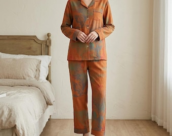 Cotton Gauze Pajama Set Womens Long Sleeve Lightweight Sleepwear Soft Breathable Lounge Set Spring Autumn Homewear Gift