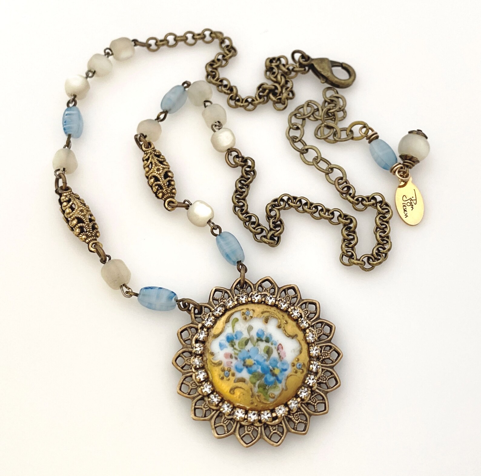 Unique Necklace Antique Button Pendant Necklace Vintage Etsy