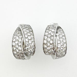 Elegant Sterling Silver Clear Crystal Rhinestone Pierced Earrings, Signed PM Statement Earrings for Bride Wedding Special Occasion