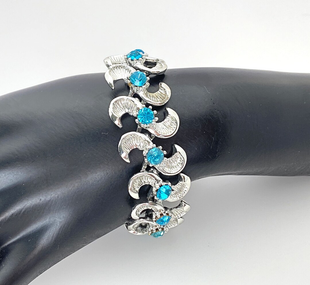 Vintage 1950's Ice Blue Rhinestone Statement Bracelet