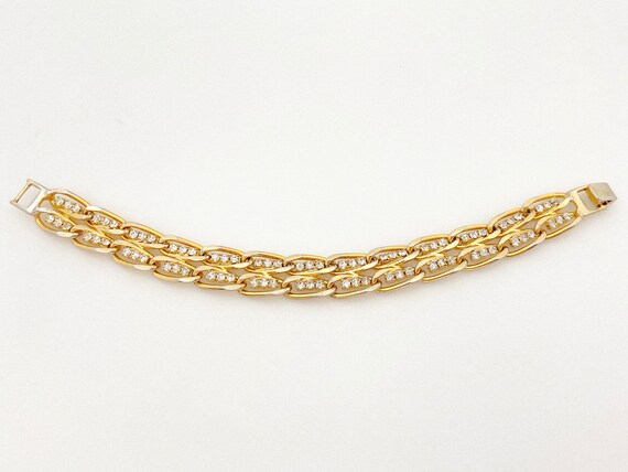 Vintage Jewelry Rhinestone Bracelet, Gold Color T… - image 5