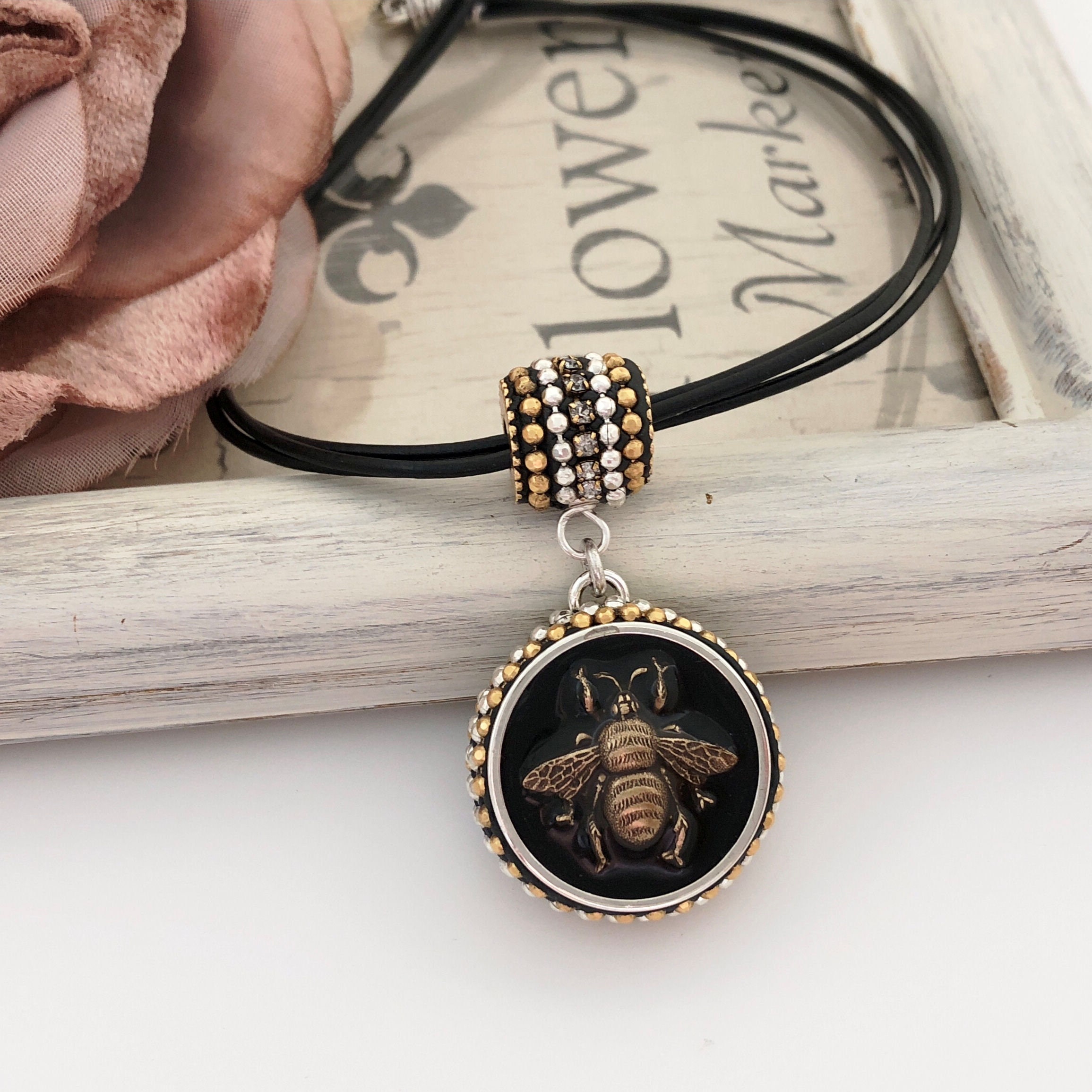 Handmade Jewelry Bumble Bee Pendant Necklace Resin Jewelry Etsy