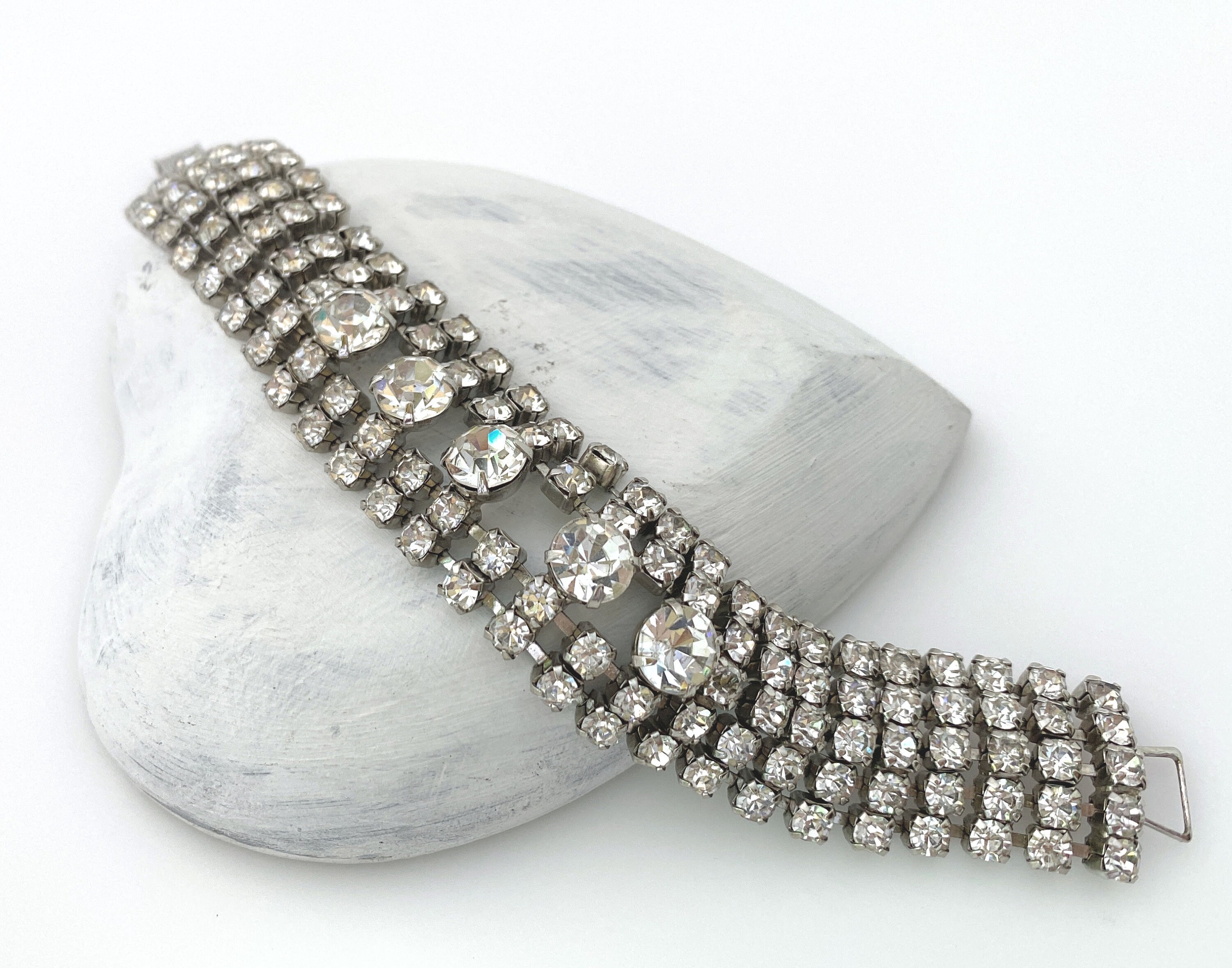 Vintage Bracelet Clear Rhinestone Bracelets for Women Etsy