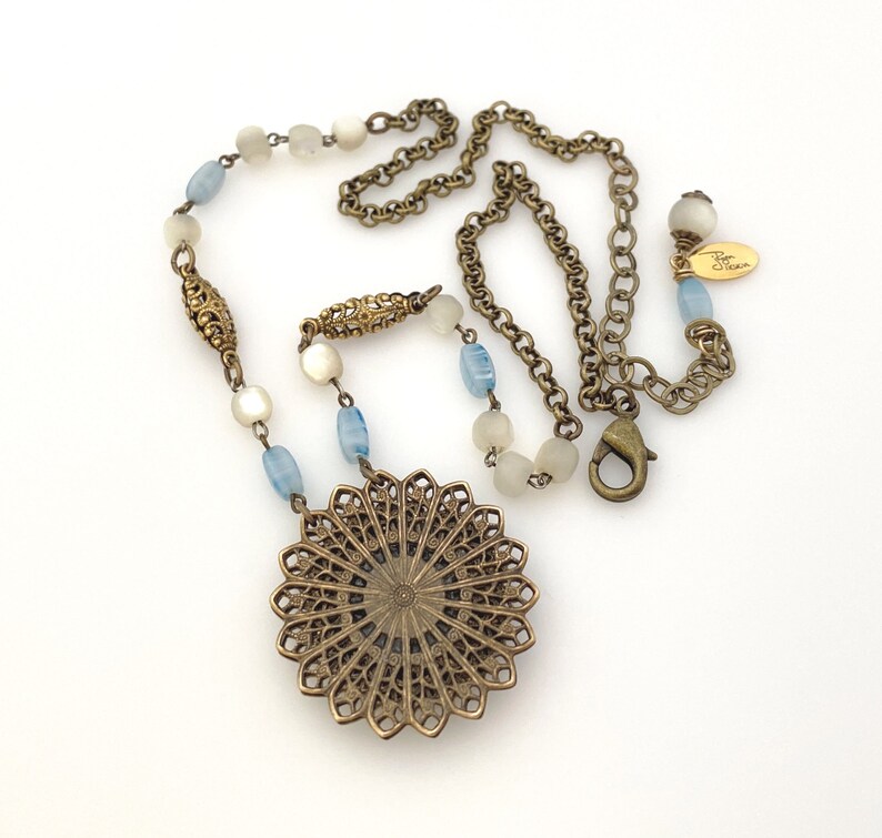 Unique Necklace Antique Button Pendant Necklace Vintage Etsy