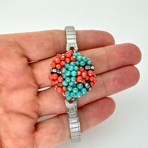 Unique One of a Kind Watch Band Bracelet, Beaded Cluster Rhinestone Stretch Expansion Bracelets for Women, Handmade Gifts Vintage Jewelry image 5