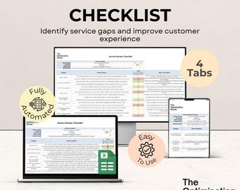 Lista de verificação para avaliação de serviços | Ferramenta independente em Excel para pequenas empresas