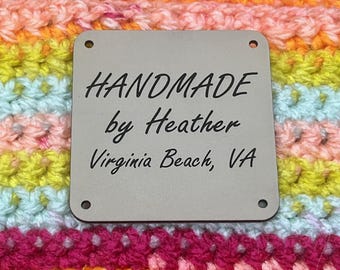 2.0"x 2.0" Large Square Vegan Leather Knit or Crochet Tags