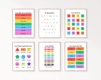 Spanish Classroom Decor Poster Bundle, Alphabet, Numbers (Digital Download)