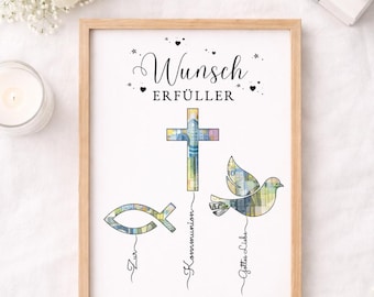Geldgeschenk Kommunion, Geschenk Kommunion, PDF Druckvorlage, Last Minute PDF Geschenk, Wunscherfüller, Bastelvorlage, Kreativ Geschenk