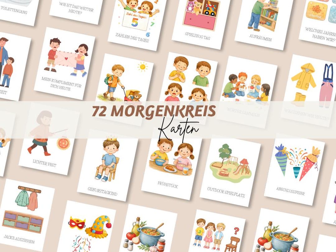 72 Morning Circle Cards for Kindergarten & Nursery, Daily Routine ...