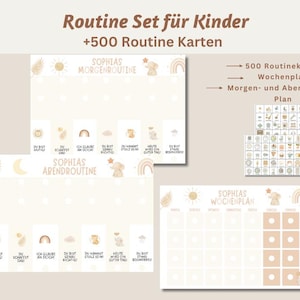 Kit de Rotina Montessori para Crianças com Plano Semanal, Rotina Matinal e Noturna, 120 Símbolos Domésticos e de Rotina, Modelo Canva, Download em PDF